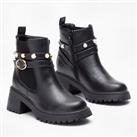 Be You Kids Pearl Detail Strap Ankle Boot Over the Knee Boots Buckle