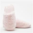 Be You Womens Fur Pink Mule Slippers Mules