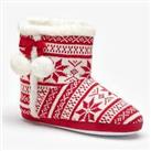 Be You Womens Ilse Knit Slipper Boots Red Slider Slippers