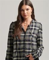 Superdry Womens Ruffle Trim Long Sleeve Check Shirt - 8 Regular