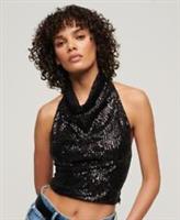 Superdry Womens Cowl Neck Halter Sequin Top - 14 Regular