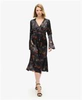Superdry Womens Flare Sleeved Jacquard Midi Dress - 8 Regular