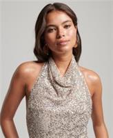 Superdry Womens Sequin Halter Cowl Neck Mini Dress Size 14 - 14 Regular