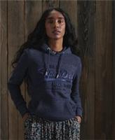 Superdry Womens Vintage Logo Tonal Embossed Satin Hoodie - 10 Regular