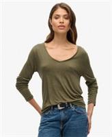 Superdry Womens Long Sleeve V Neck Jersey Top - 12 Regular
