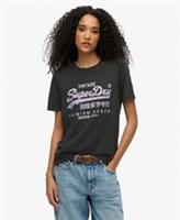 Superdry Womens Vintage Logo Metallic Relaxed T-Shirt - 14 Regular