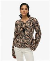 Superdry Womens Printed Long Sleeve Blouse - 10 Regular