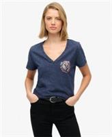 Superdry Womens Suika Metallic Relaxed V-Neck T-Shirt - 8 Regular