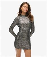 Superdry Womens Sequinned Mock Neck Mini Dress - 14 Regular