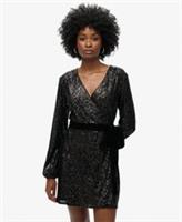 Superdry Womens Sequin Velvet Wrap Mini Dress - 8 Regular