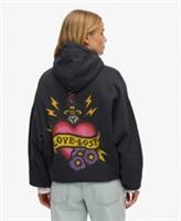 Superdry Womens Old School Tattoo Oversized Zip Hoodie - 10 Regular