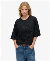 Superdry Womens Tattoo Embellished Oversized T-Shirt - 8 Regular