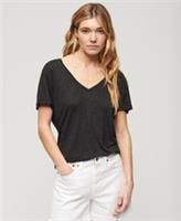 Superdry Womens Slub Embroidered V-Neck T-Shirt Size 14 - 14 Regular