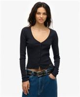 Superdry Womens Essential Button Long Sleeve Top - 8 Regular