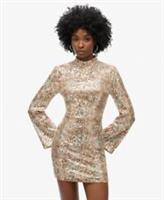 Superdry Womens Long-Sleeved Printed Sequin Mini Dress - 12 Regular