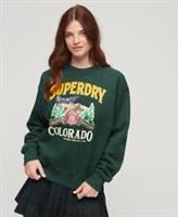 Superdry Womens Travel Souvenir Graphic Crew Sweatshirt Size 8 - 8 Regular