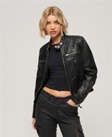 Superdry Womens Fitted Leather Racer Jacket Size 8 - 8 Regular