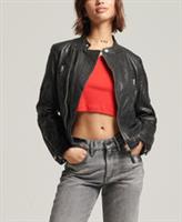 Superdry Womens Classic Leather Racer Jacket Size 8 - 8 Regular