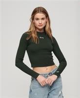 Superdry Womens Ribbed Long Sleeve Embroidered Crop Top - 6 Regular