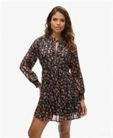 Superdry Womens Printed Long Sleeve Metallic Mini Dress - 12 Regular