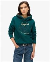 Superdry Womens Luxe Metallic Logo Hoodie - 8 Regular