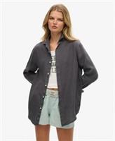 Superdry Womens Oversized Casual Linen Long Sleeve Shirt - XL Regular
