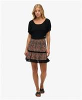 Superdry Womens Printed Lace Trim Mini Skirt - 12 Regular