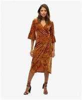 Superdry Womens Short Sleeve Velvet Wrap Midi Dress - 8 Regular