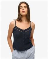 Superdry Womens Lace Button Through Cami Top - 10 Regular
