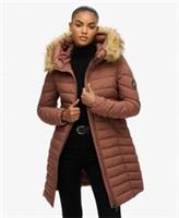 Superdry Womens Fuji Faux Fur Hooded Mid Length Coat Size 10 - 10 Regular
