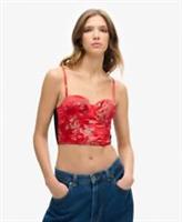 Superdry Womens Satin Floral Embroidered Corset Top - 14 Regular