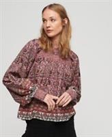 Superdry Womens Printed Smocked Woven Top - 6 Regular