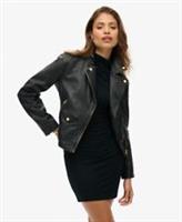 Superdry Womens Studded Leather Biker Jacket - 10 Regular