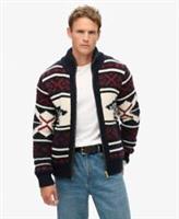 Superdry Mens Chunky Knit Patterned Zip Through Cardigan - S Regular