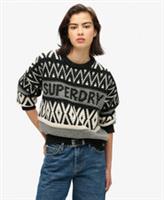 Superdry Womens Branded Pattern Crew Jumper - 12 Regular