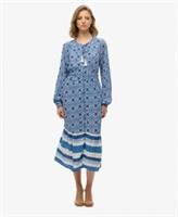 Superdry Womens Printed Long Sleeve Midi Dress - 8 Regular