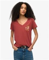 Superdry Womens Suika Metallic Relaxed V-Neck T-Shirt - 8 Regular