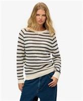 Superdry Womens Stripe Crochet Slouchy Crew Jumper Size 6 - 6 Regular
