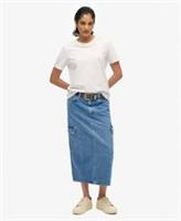 Superdry Womens Denim Cargo Pocket Midi Skirt - 30 Regular