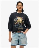 Superdry Womens Suika Embroidered Loose Crew Sweatshirt - 10 Regular