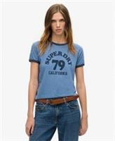 Superdry Womens Athletic Essentials Beach Graphic Ringer T-Shirt - 14 Regular