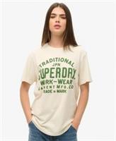 Superdry Womens Oversized Machined Goods Workwear T-Shirt - L Regular