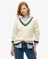 Superdry Womens Oversized V-Neck Cricket Knit Jumper Size 14 - 14 Regular