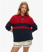 Superdry Womens Oversized Cotton Classic Stripe Half-Zip Jumper - L Regular