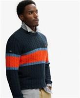 Superdry Mens Cotton Stripe Cable Jumper - S Regular
