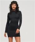 Superdry Womens High Neck Long Sleeve Jersey Mini Dress - 12 Regular