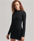 Superdry Womens Long Sleeve Rib Bodycon Mini Dress - 12 Regular