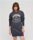 Superdry Womens Luxe Metallic Logo Jersey Dress - 10 Regular