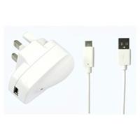 Tesco 2.4A Mains Home Charger Plug With USB-C Phone Charger Cable 1M - White A