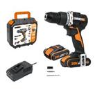 WORX WX352 18V 60Nm Brushless Combi Hammer Drill x2 Battery Charger & Case